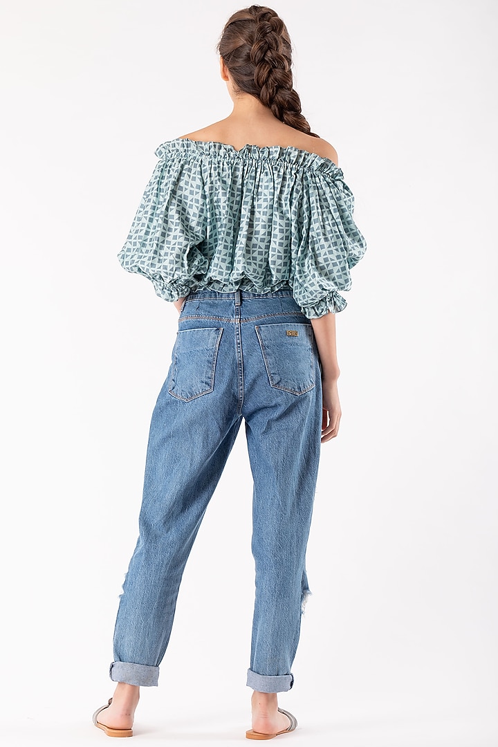 Mint Green Smocked Cropped Top by Platform 9 at Pernia's Pop Up Shop