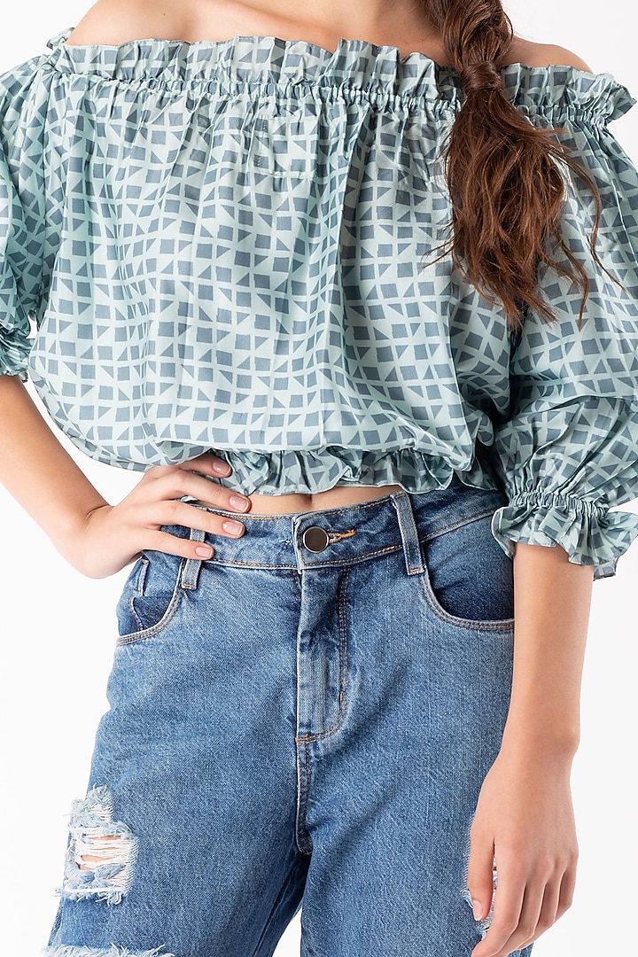 Mint Green Smocked Cropped Top by Platform 9 at Pernia's Pop Up Shop