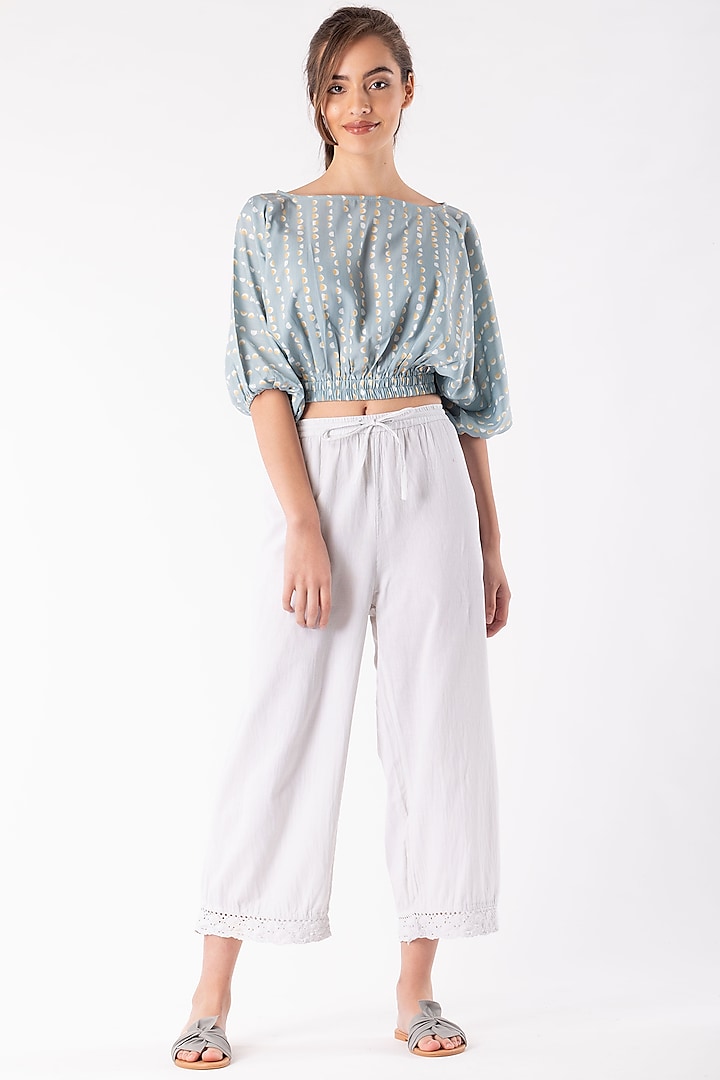 Mint Green Hem Elastic Crop Top by Platform 9