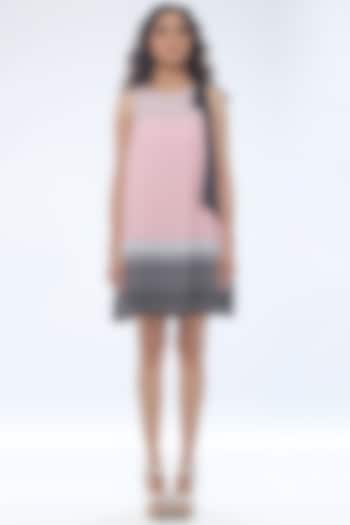 Blush Pink Printed & Pleated Mini Dress by Platform 9