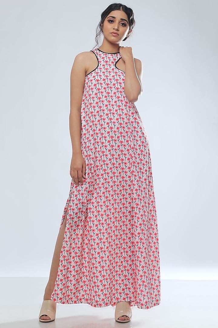 Red Floral Printed Maxi Dress by Platform 9