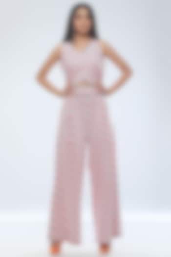 Orange Printed Crop Top With Pants by Platform 9 at Pernia's Pop Up Shop