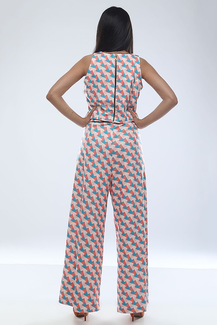 Orange Printed Crop Top With Pants by Platform 9 at Pernia's Pop Up Shop
