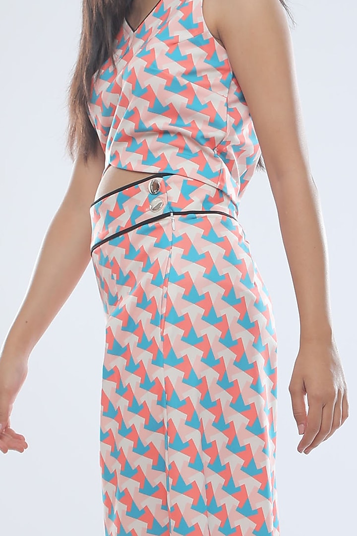 Orange Printed Crop Top With Pants by Platform 9 at Pernia's Pop Up Shop