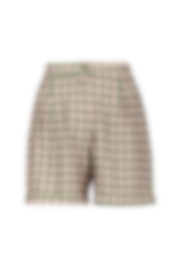 Pink and Green Micro Suiting Checkered Shorts by Platform 9