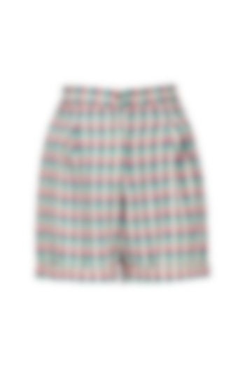 Teal Blue and Black Micro Suiting Checkered Shorts by Platform 9