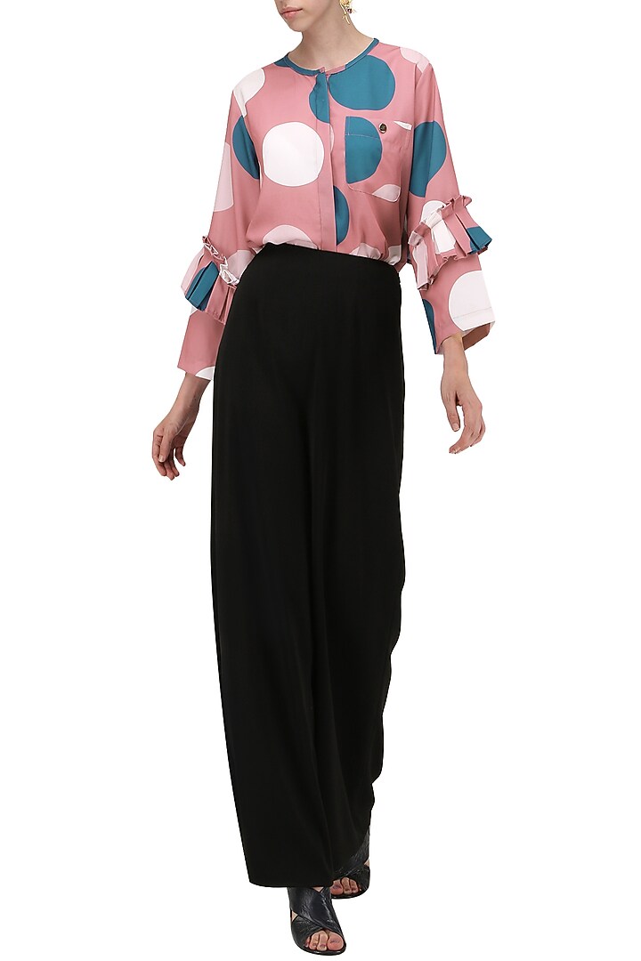 A mauve round neck georgette top and detailed sleeve available only at Pernia's Pop Up Shop.