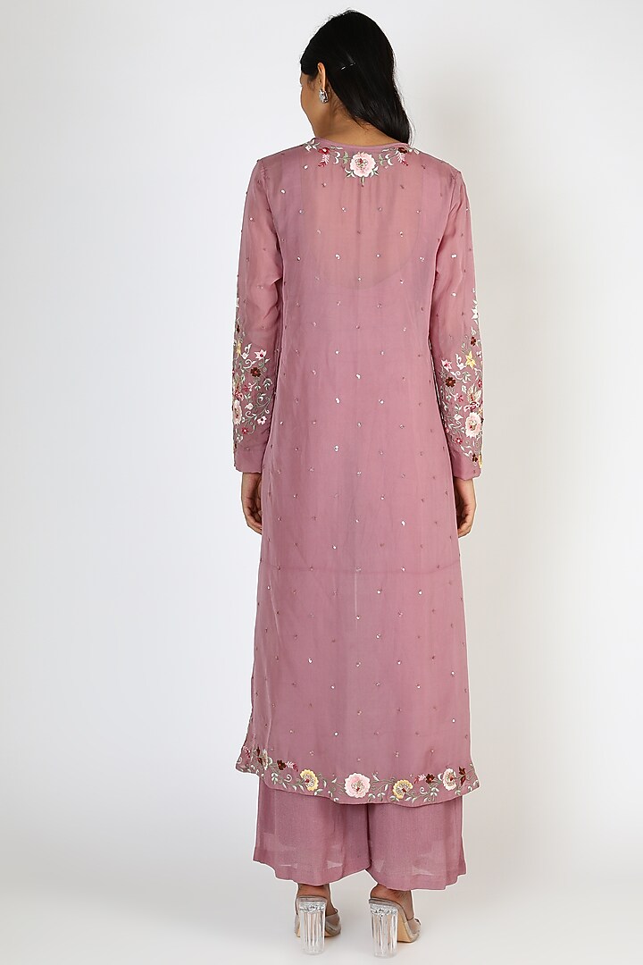 Nostalgia Rose Embroidered Jacket Set by Pallavi Goyal at Pernia's Pop Up Shop