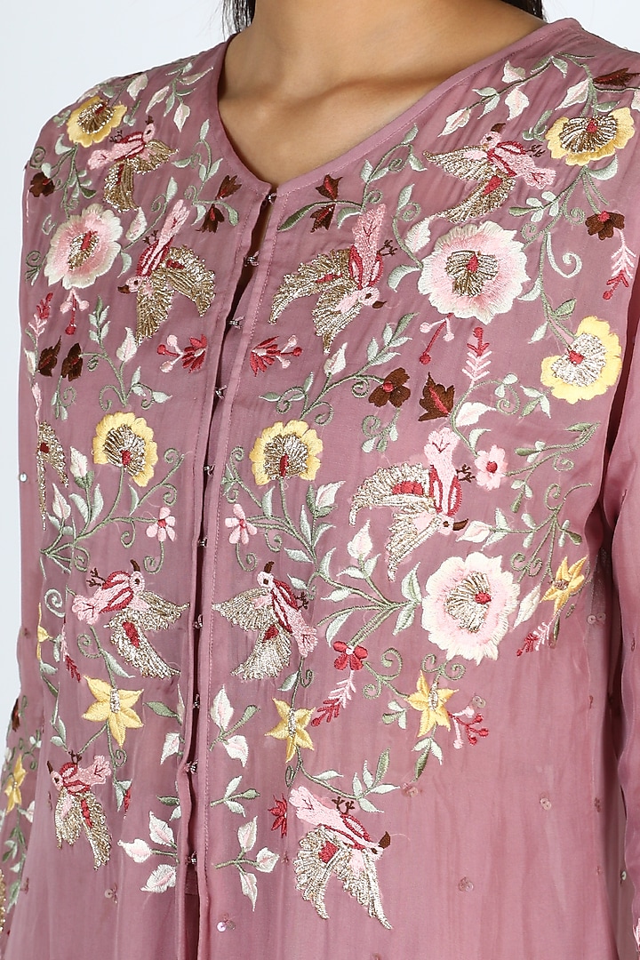 Nostalgia Rose Embroidered Jacket Set by Pallavi Goyal at Pernia's Pop Up Shop