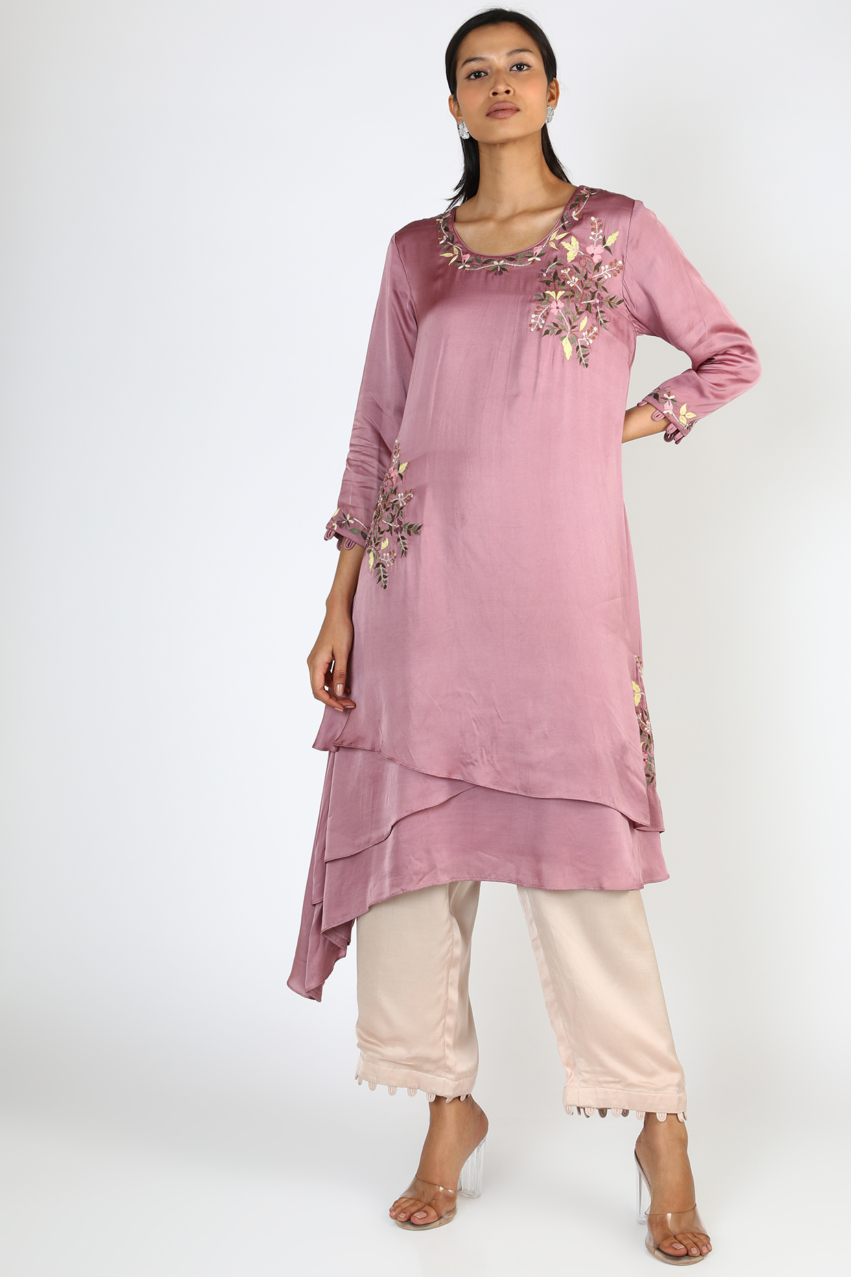 Nostalgia Rose Embroidered Kurta Set by Pallavi Goyal