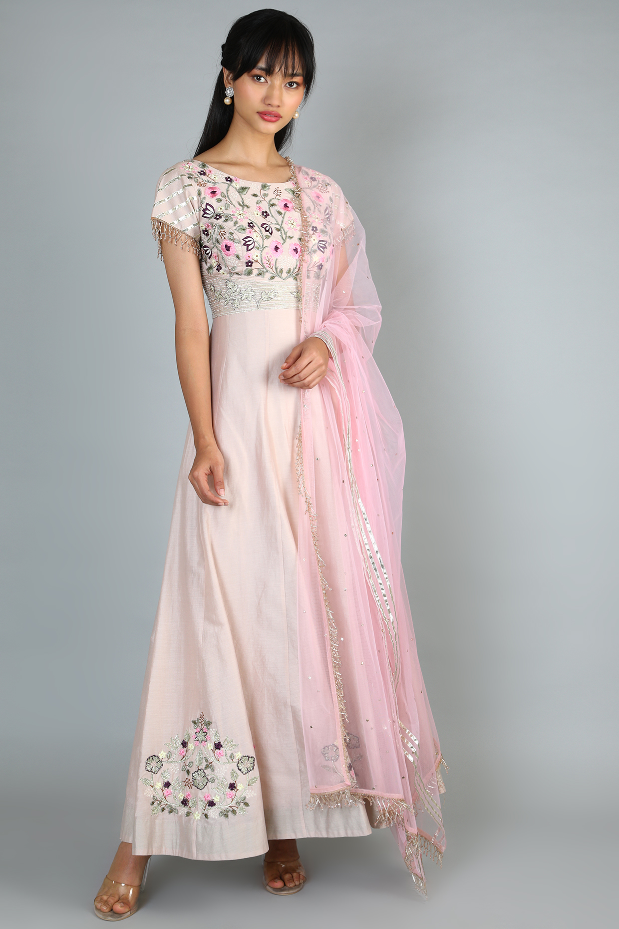 Pink Embroidered Kurta Set by Pallavi Goyal