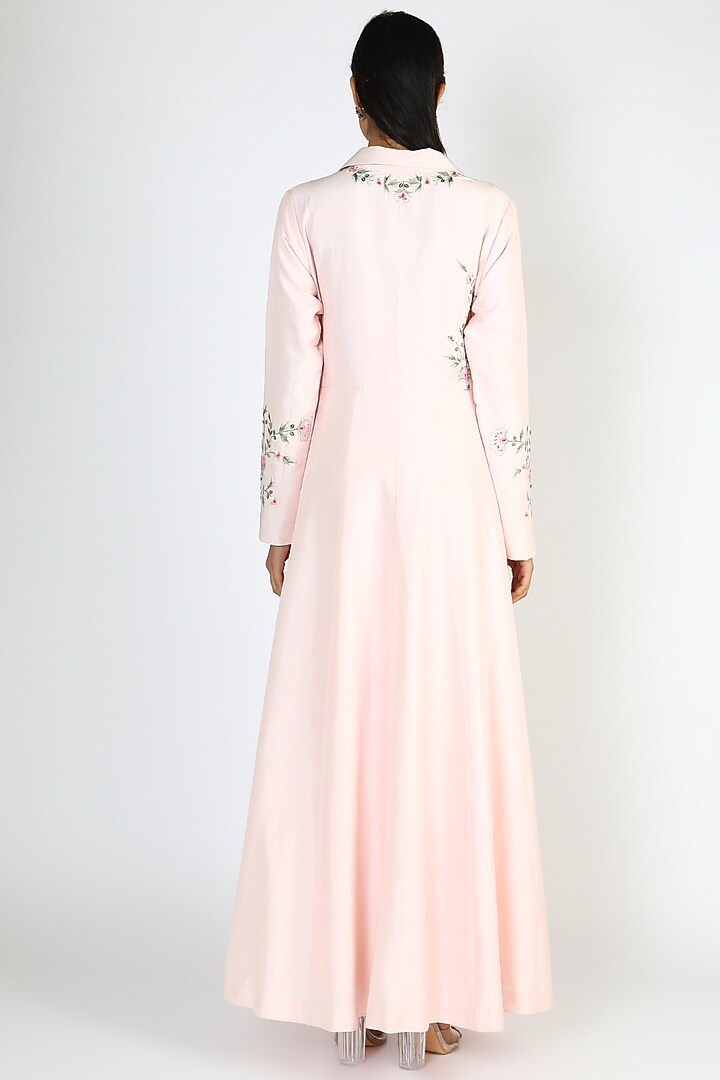 Pink Dogwood Embroidered Jacket Set by Pallavi Goyal at Pernia's Pop Up Shop