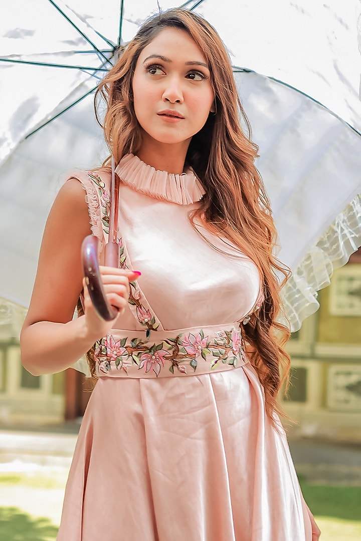Rose Smoke Embroidered Summer Dress by Pallavi Goyal at Pernia's Pop Up Shop