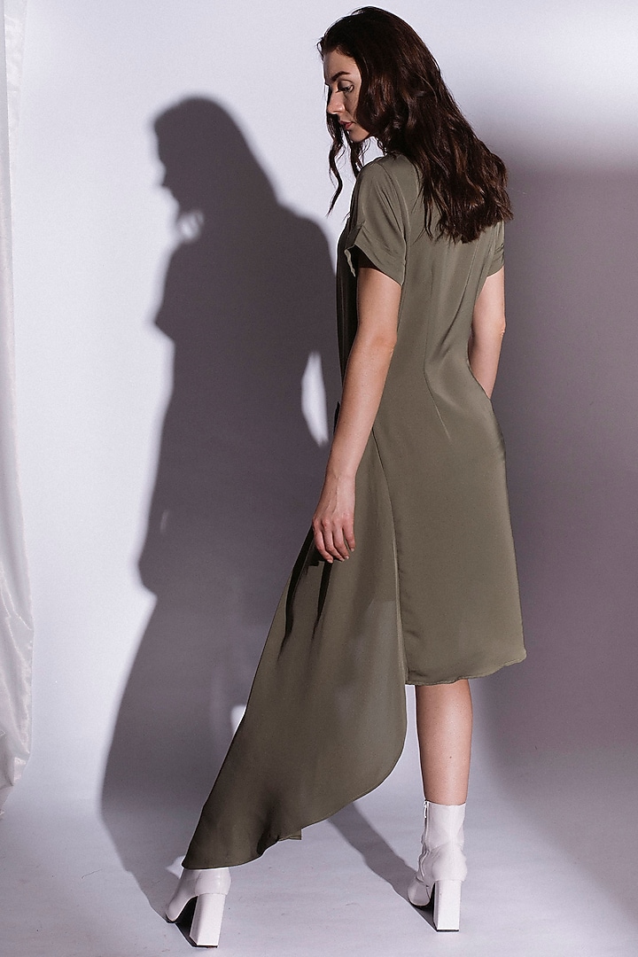 Green High-Low Shirt Summer Dress by Priyanka Gangwal at Pernia's Pop Up Shop