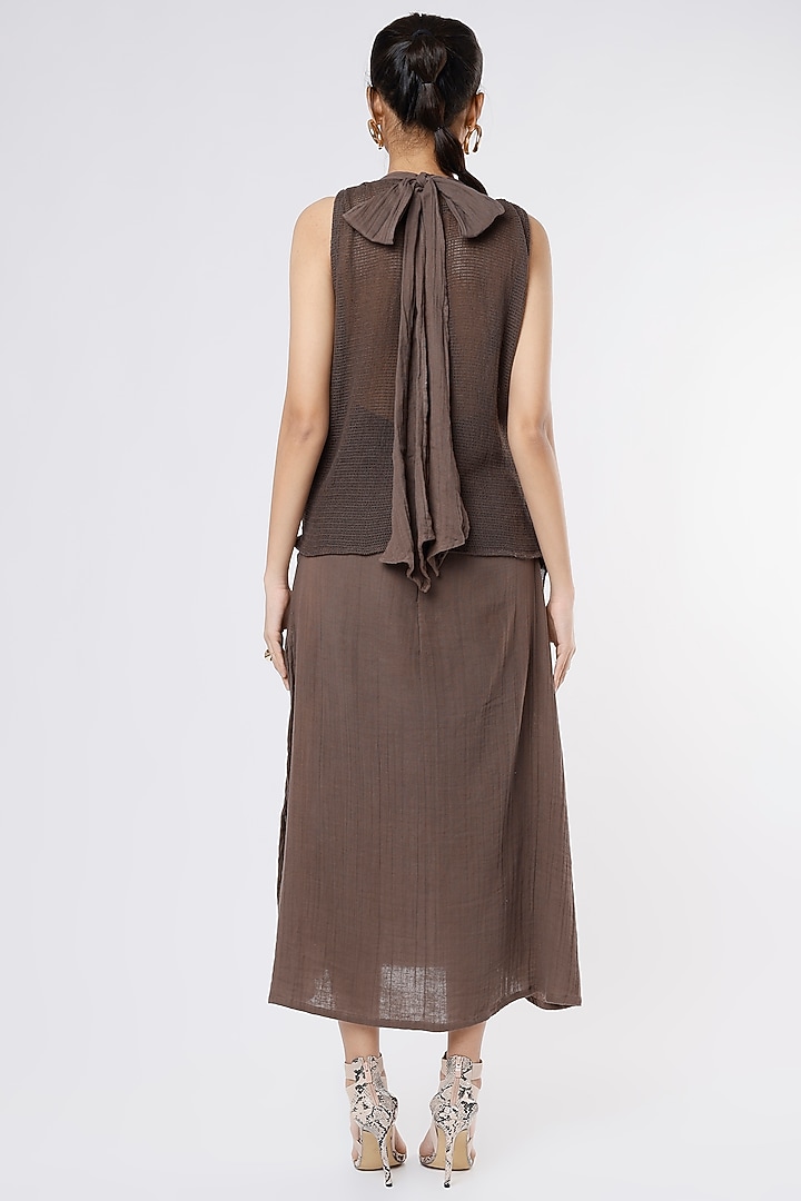 Brown Cotton Halter Dress With Shrug by Priyanka Gangwal at Pernia's Pop Up Shop 2026 Brown Cotton Halter Dress With Shrug by Priyanka Gangwal at Pernia's Pop Up Shop 2026