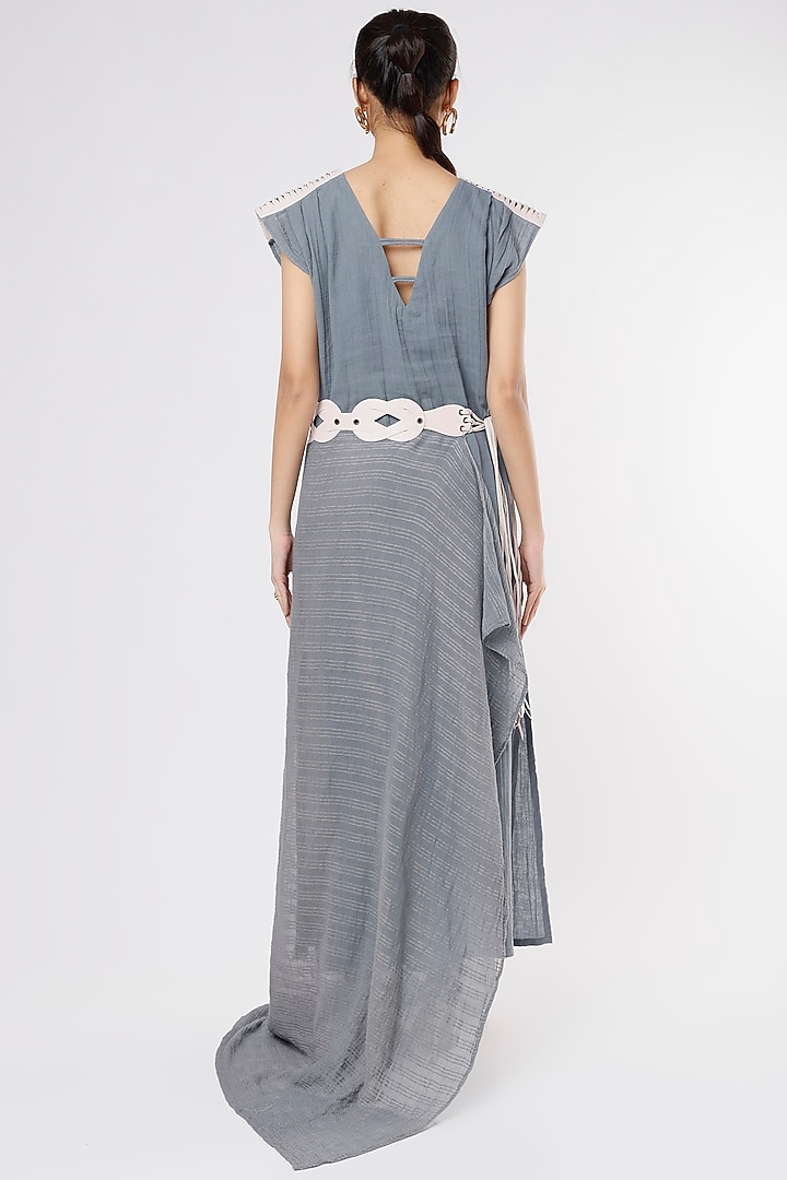 Blue Cotton High Slit Vacation Dress by Priyanka Gangwal at Pernia's Pop Up Shop