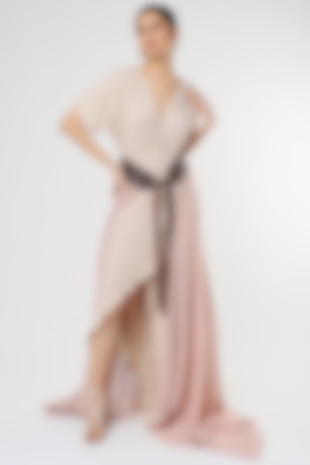Blush Pink Cotton Asymmetrical Dress by Priyanka Gangwal