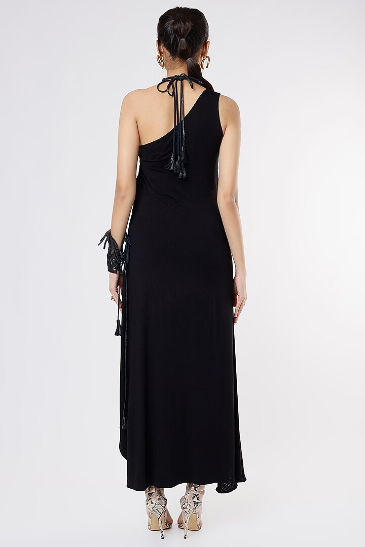 Black Leather Neckpiece & A Cuff by Priyanka Gangwal at Pernia's Pop Up Shop