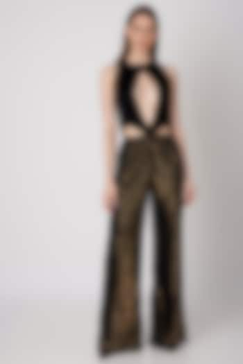 Black & Gold Metallic Jumpsuit by Priyanka Gangwal at Pernia's Pop Up Shop