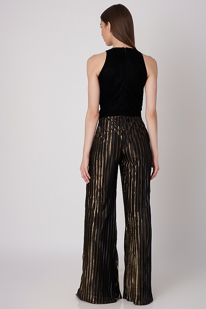 Black & Gold Metallic Jumpsuit by Priyanka Gangwal at Pernia's Pop Up Shop