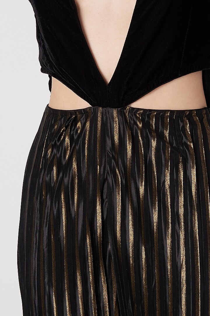 Black & Gold Metallic Jumpsuit by Priyanka Gangwal at Pernia's Pop Up Shop