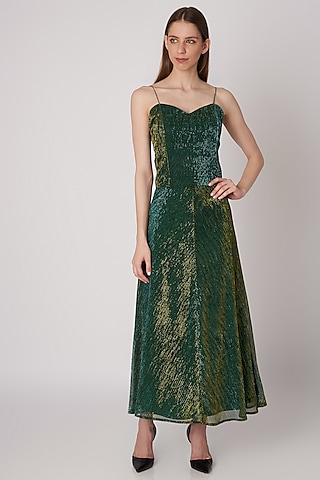 Emerald Green A-Line Skirt by Priyanka Gangwal