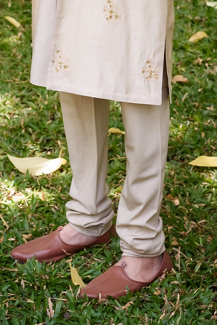 Champagne Gold Raw Silk Jacket Set by Prathyusha Garimella Men at Pernia's Pop Up Shop