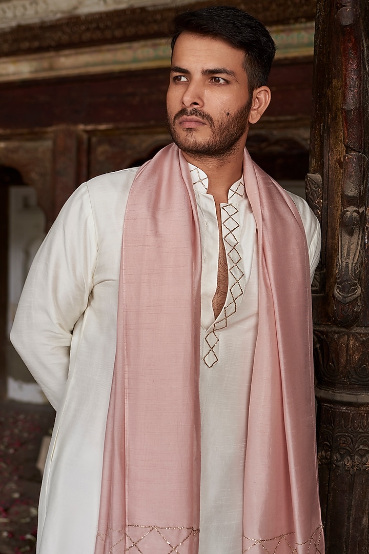 Ivory Cotton Silk Kurta Set by Prathyusha Garimella Men at Pernia's Pop Up Shop
