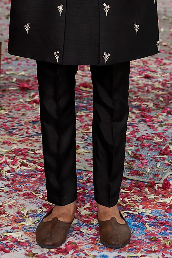 Black Cotton Silk Jacket Set by Prathyusha Garimella Men at Pernia's Pop Up Shop