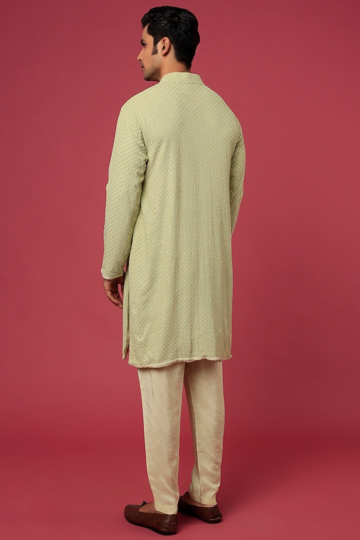 Pastel Green Embroidered Kurta Set by Prathyusha Garimella Men at Pernia's Pop Up Shop
