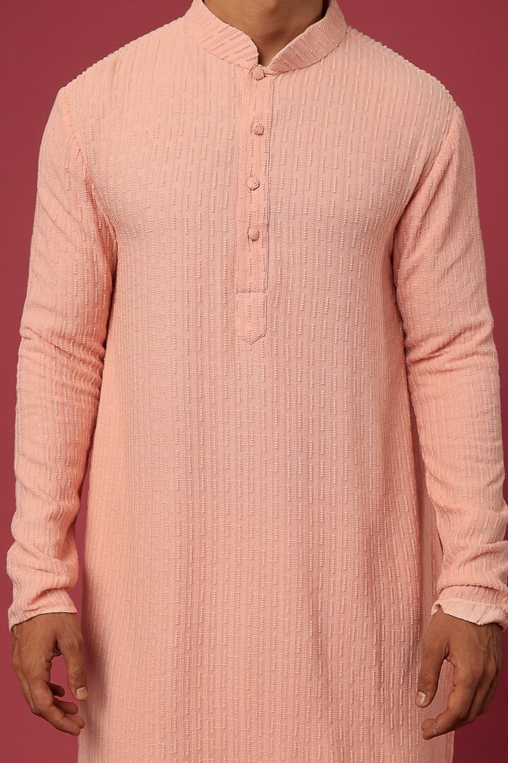 Blush Pink Embroidered Kurta Set by Prathyusha Garimella Men at Pernia's Pop Up Shop