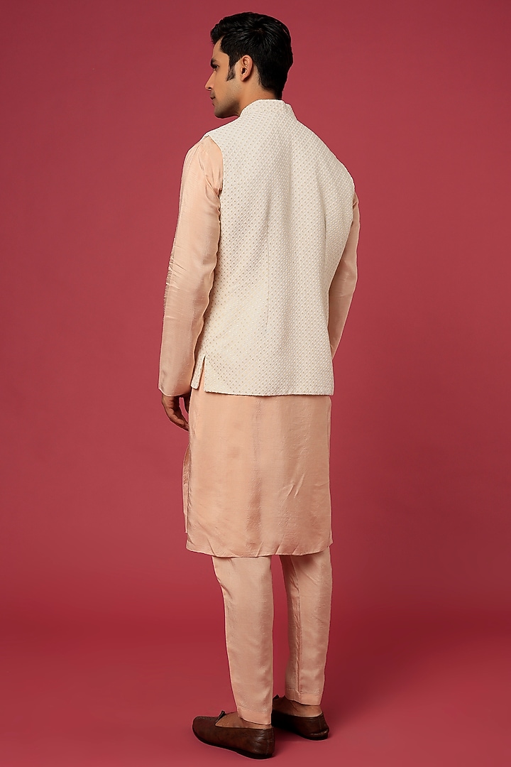 Ivory Embroidered Bundi Jacket With Kurta Set by Prathyusha Garimella Men at Pernia's Pop Up Shop