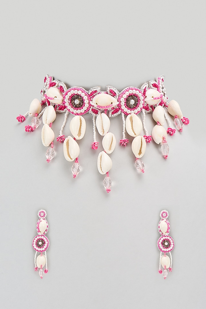 Pink Beaded Choker Necklace Set by PGYG at Pernia's Pop Up Shop