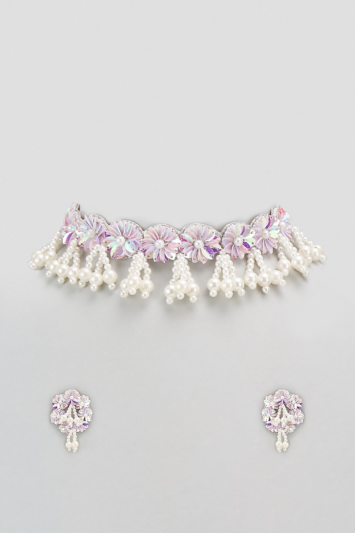 White Beaded Choker Necklace Set by PGYG at Pernia's Pop Up Shop