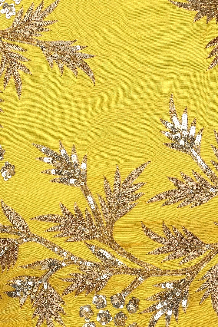 Mustard yellow embroidered lehenga set available only at Pernia's Pop Up Shop.