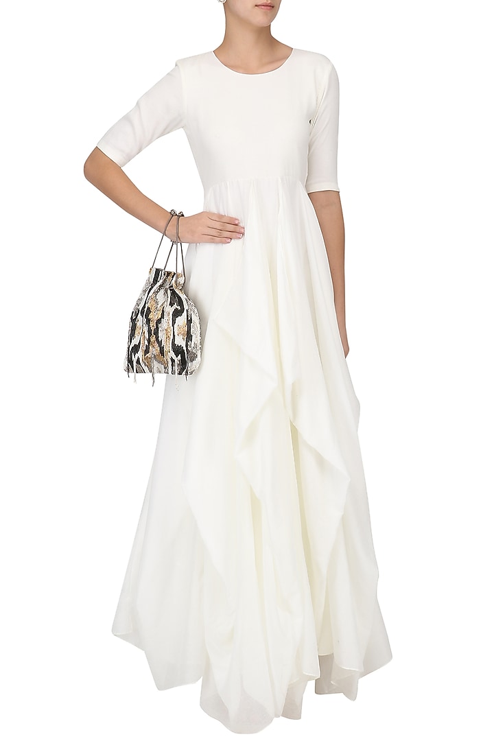 White waterfall drape gown available only at Pernia's Pop Up Shop.