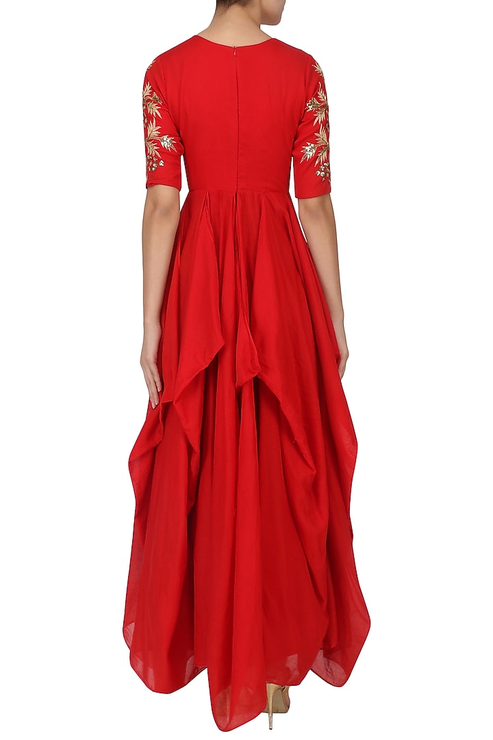Red waterfall drape gown available only at Pernia's Pop Up Shop.
