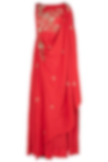 Red Embellished Cape Dress by Prathyusha Garimella