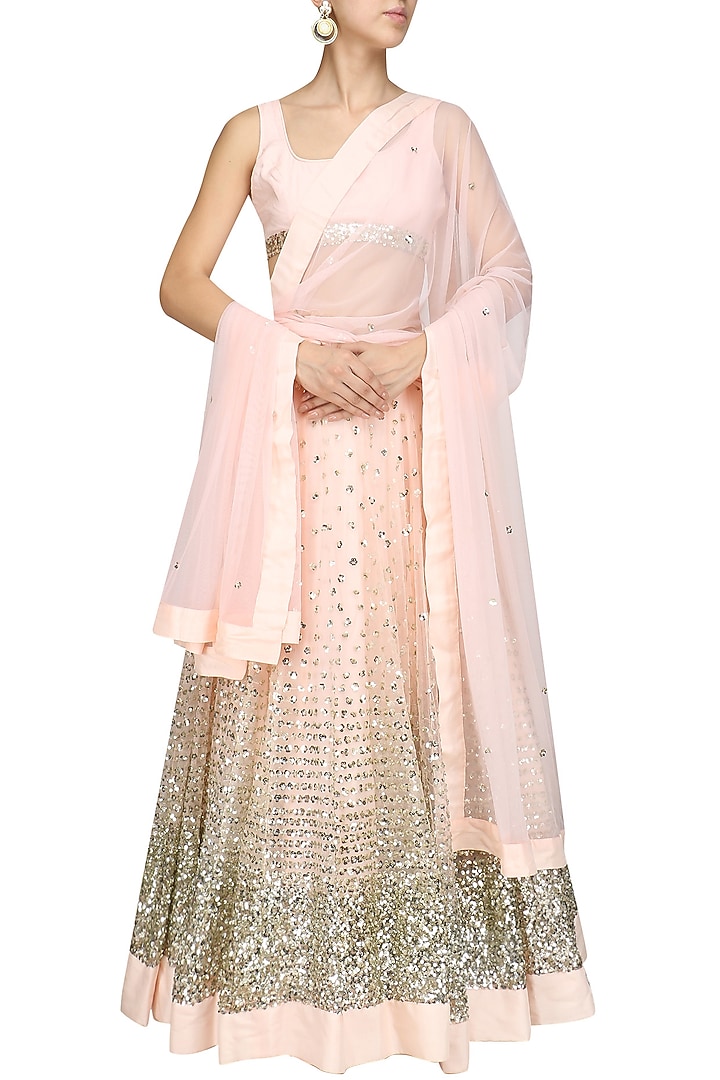 Blush Pink Sequins Embroidered Lehenga Set