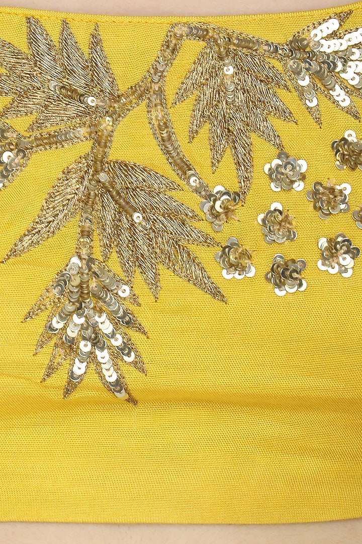 Mustard embroidered jacket and lehenga set available only at Pernia's Pop Up Shop.