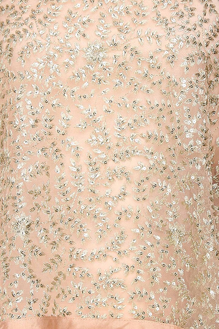 Pale pink and gold beads embroidered tube cape gown available only at Pernia's Pop Up Shop.