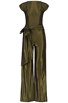 Metallic mustard wide legged jumpsuit available only at Pernia's Pop Up ...