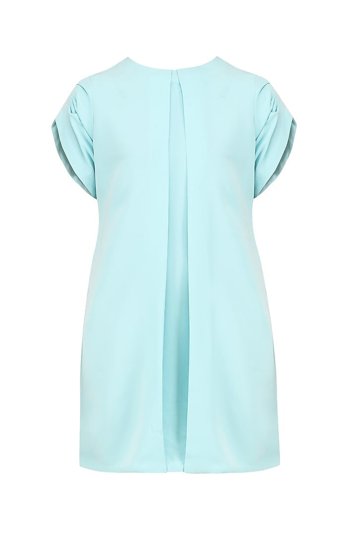 Deep sky blue Front box pleat dress available only at Pernia's Pop Up Shop.