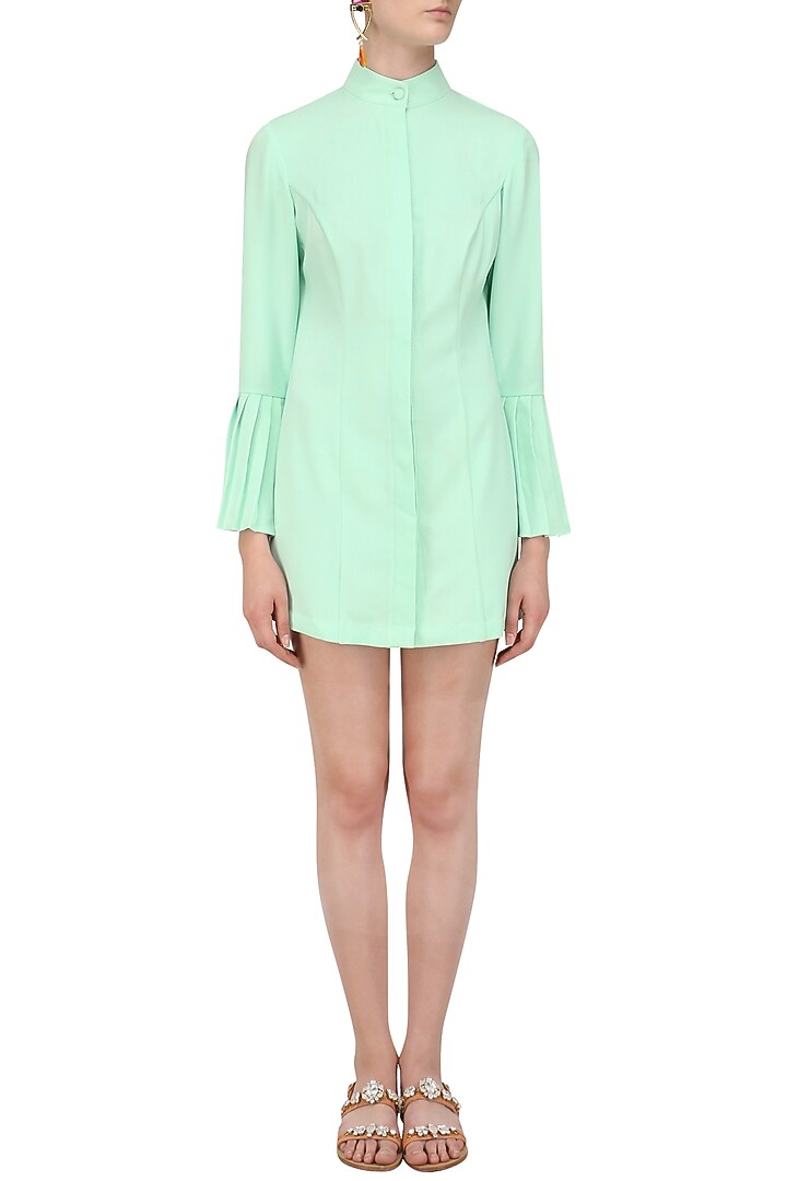 Deep mint mermaid sleeves dress available only at Pernia's Pop Up Shop.