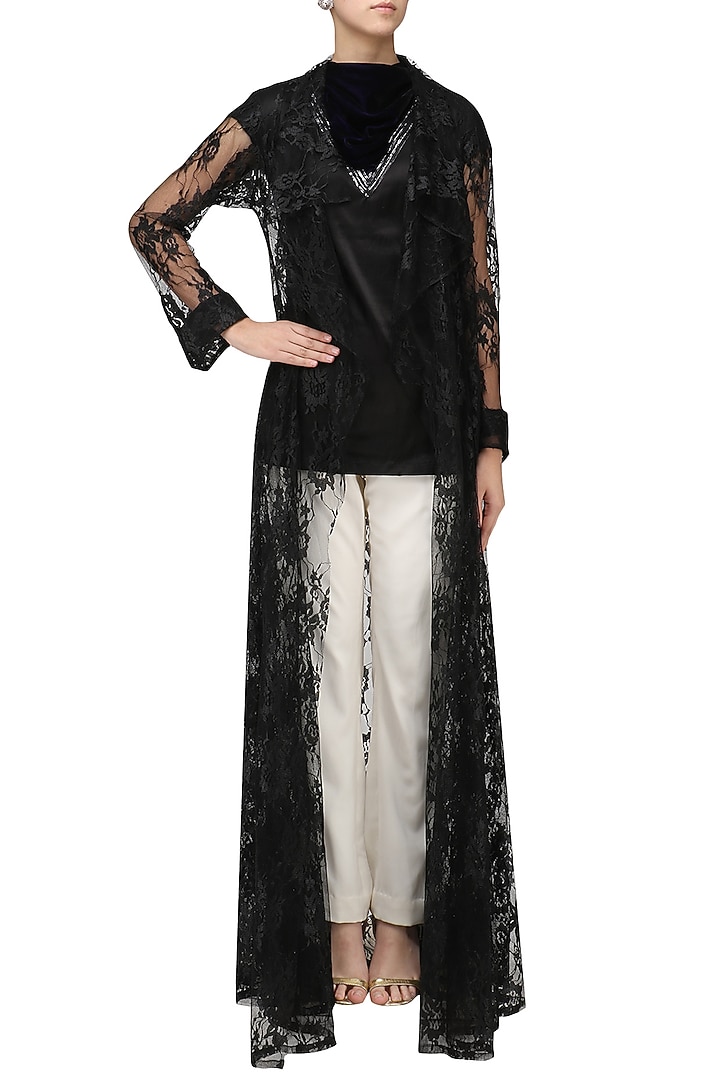 Black lace overlay jacket available only at Pernia's Pop Up Shop.