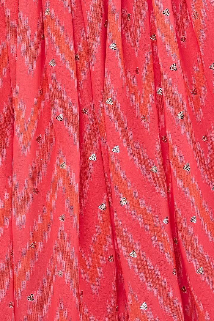 Pink Georgette Printed & Embroidered Dress For Girls by Phatakaa Mini at Pernia's Pop Up Shop
