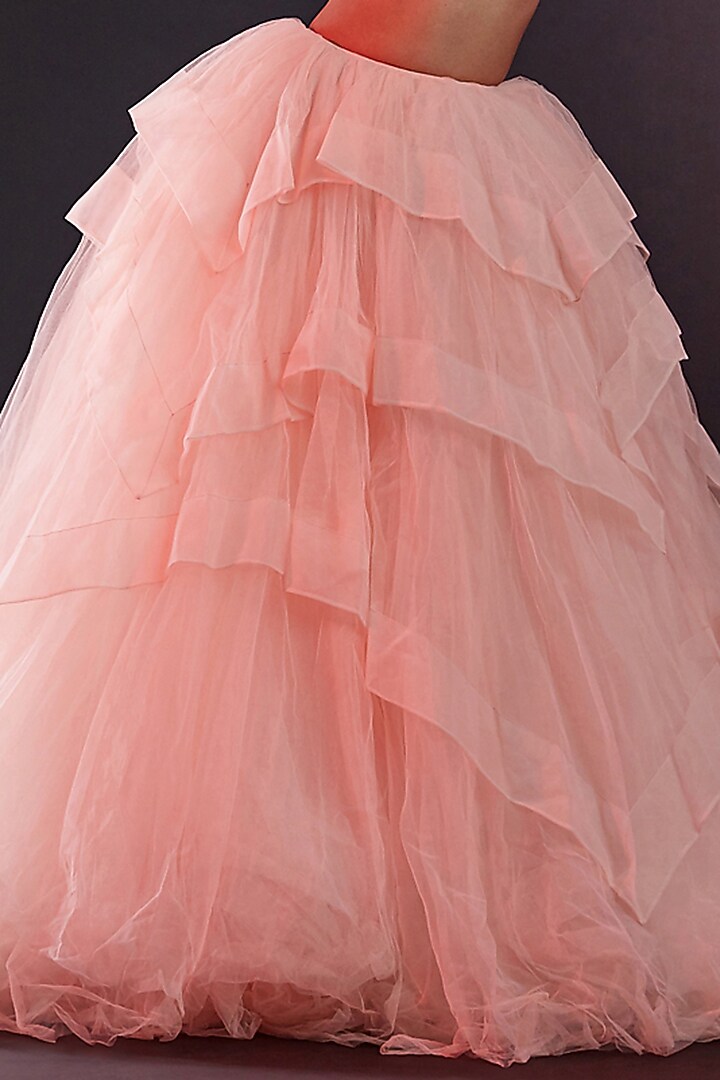 Blush Pink Tulle Lehenga Set For Girls by Phatakaa Mini at Pernia's Pop Up Shop
