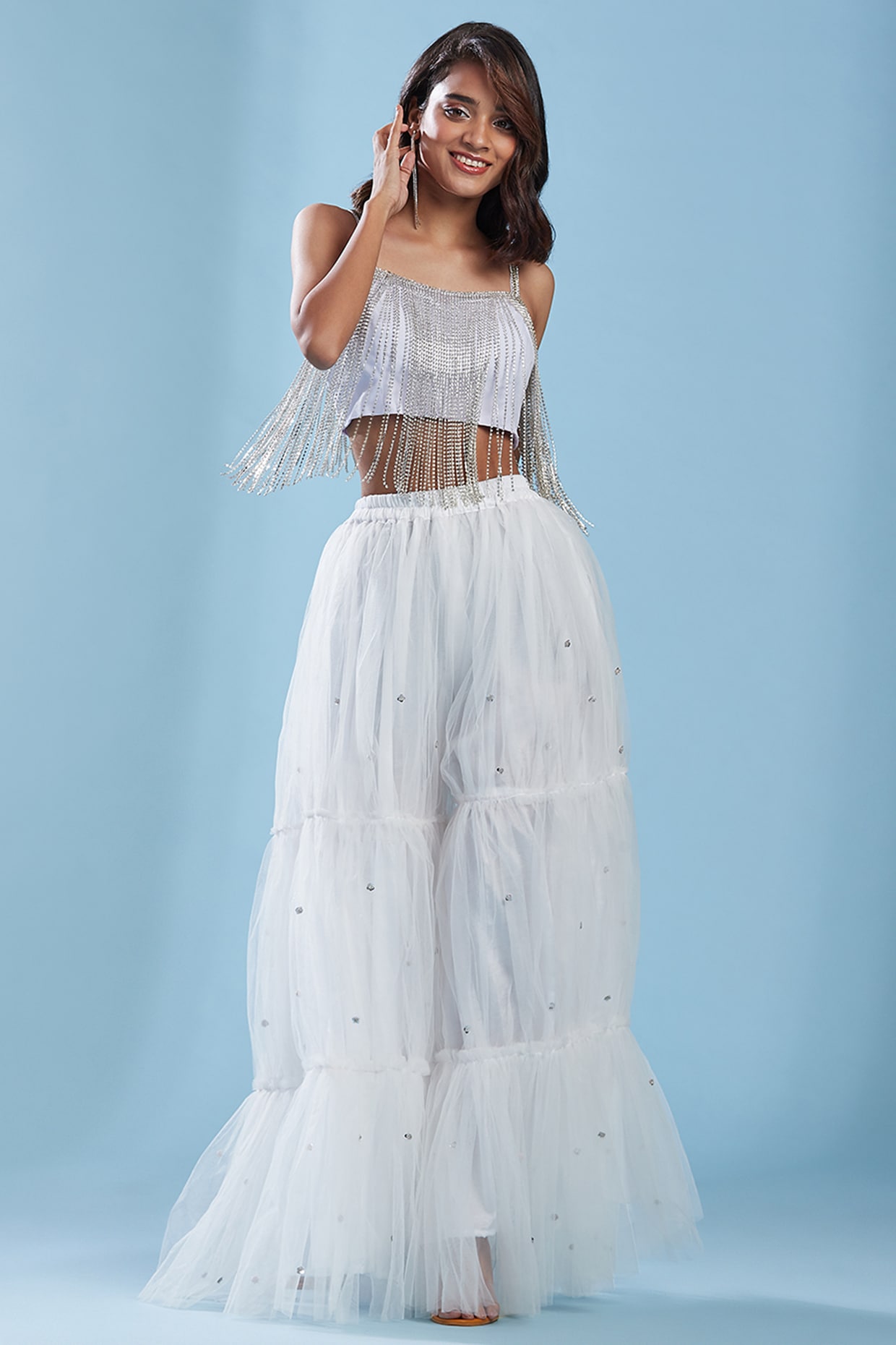 Crop top and clearance tulle skirt set