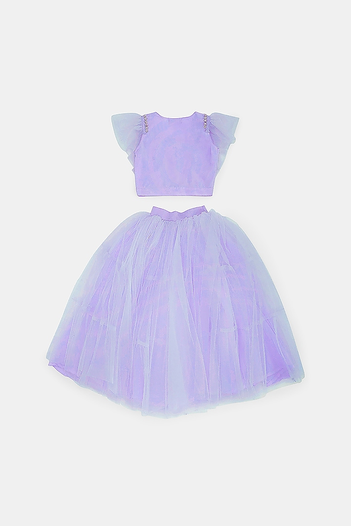 Lilac Tulle Lehenga Set For Girls by Phatakaa Mini at Pernia's Pop Up Shop