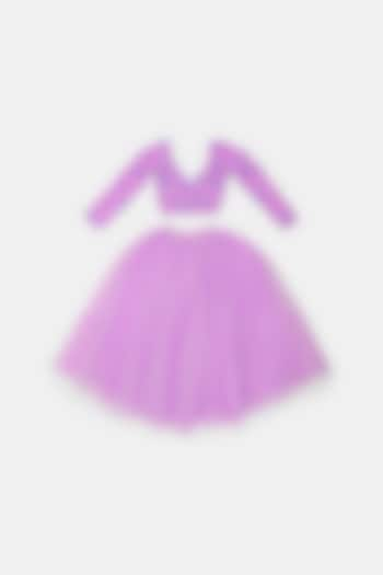 Lilac Tulle Tiered Lehenga Set For Girls by Phatakaa Mini at Pernia's Pop Up Shop